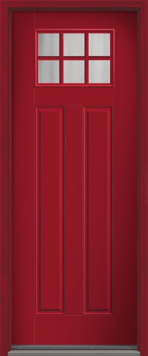 96" Chinchilla Craftsman 6 Lite 2 Panel SDL Smooth Fiberglass Single Door