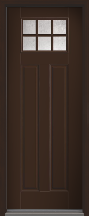96" Rainglass Craftsman 6 Lite 2 Panel SDL Smooth Fiberglass Single Door