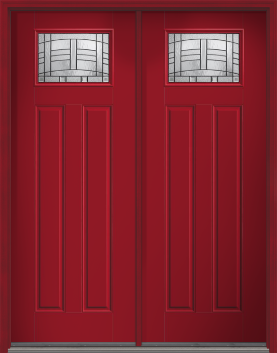 96" Maple Park Craftsman Lite 2 Panel Smooth Fiberglass Double Door