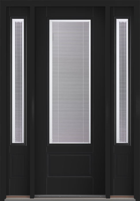96" Low-E Raise/Tilt Smooth 3/4 Lite 1 Panel Fiberglass Single Door, Sidelites