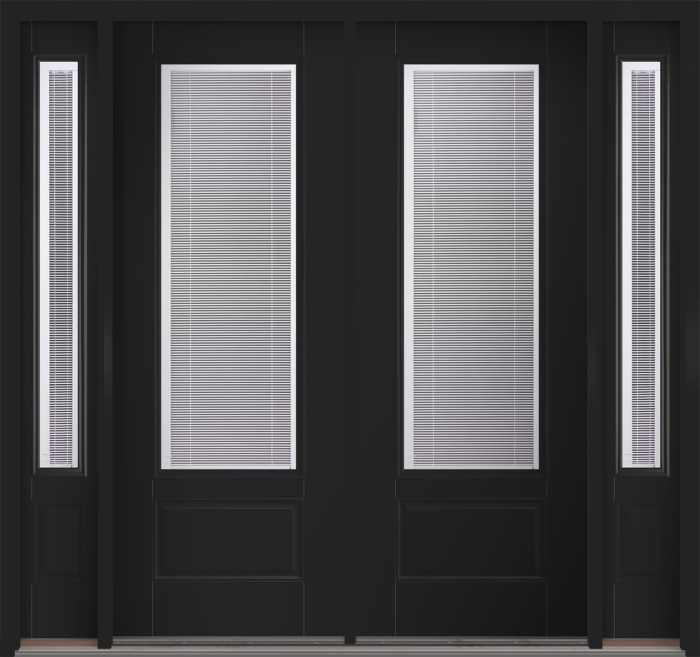 96" Low-E Raise/Tilt Smooth 3/4 Lite 1 Panel Fiberglass Double Door, Sidelites