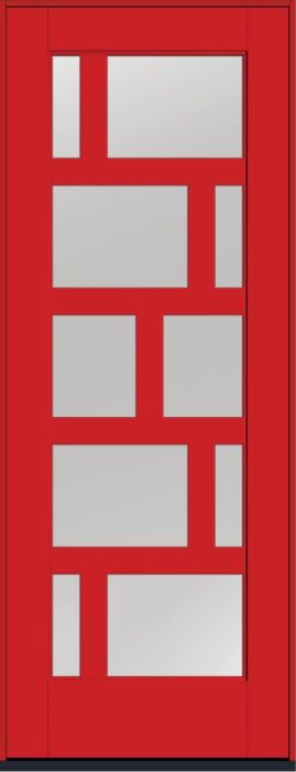96" Clear Contemporary Asymmetrical 10 Lite Left SDL Flat 3-1/2" Smooth Full Lite Flush-Glazed Fiberglass Single Door