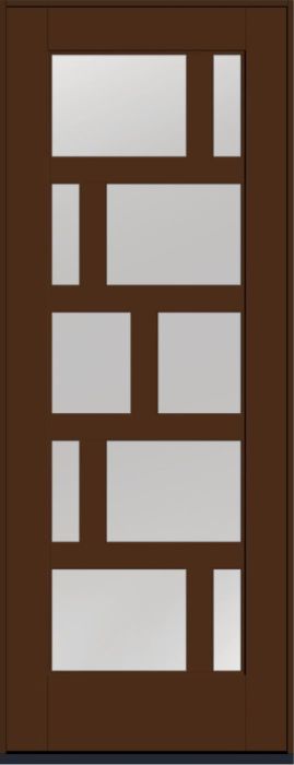 96" Clear Contemporary Asymmetrical 10 Lite Right SDL Flat 3-1/2" Smooth Full Lite Flush-Glazed Fiberglass Single Door