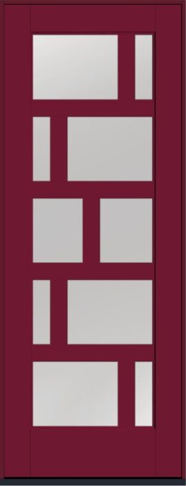 96" Low-E Contemporary Asymmetrical 10 Lite Right SDL Flat 3-1/2" Smooth Full Lite Flush-Glazed Fiberglass Single Door
