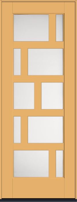 96" Satin Etch Contemporary Asymmetrical 10 Lite Right SDL Flat 3-1/2" Smooth Full Lite Flush-Glazed Fiberglass Single Door