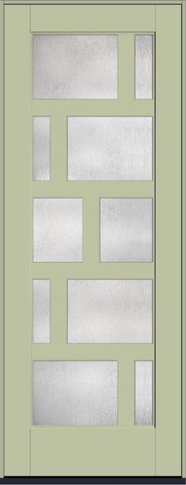 96" Rainglass Contemporary Asymmetrical 10 Lite Right SDL Flat 3-1/2" Smooth Full Lite Flush-Glazed Fiberglass Single Door