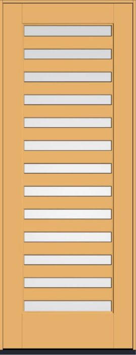 96" Clear Slimlite 13 Lite SDL Flat 3-1/2" Smooth Full Lite Flush-Glazed Fiberglass Single Door