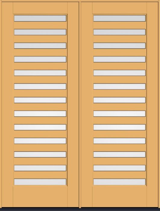 96" Clear Slimlite 13 Lite SDL Flat 3-1/2" Smooth Full Lite Flush-Glazed Fiberglass Double Door