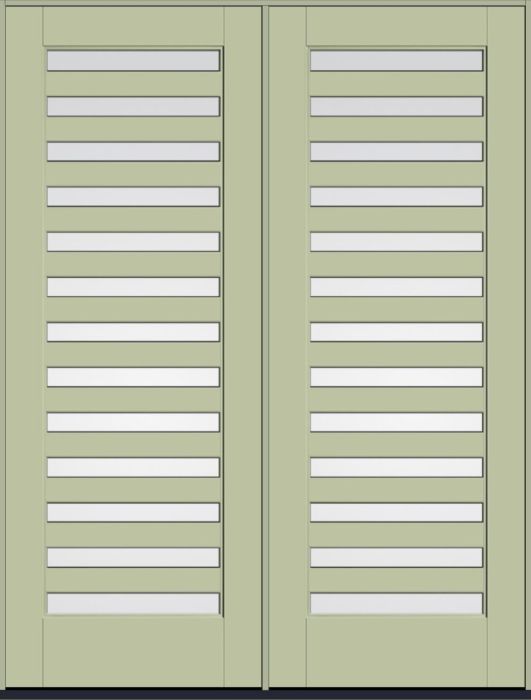 96" Low-E Slimlite 13 Lite SDL Flat 3-1/2" Smooth Full Lite Flush-Glazed Fiberglass Double Door