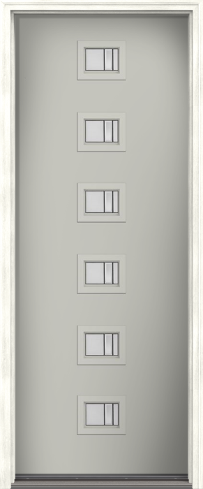 96" Axis Modern Pulse Echo 6-Lite Centered Smooth Fiberglass Single Door