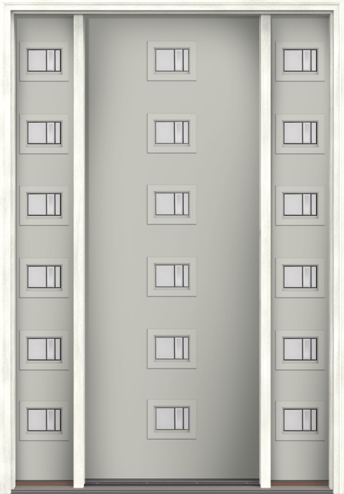 96" Axis Modern Pulse Echo 6-Lite Centered Smooth Fiberglass Single Door, Sidelites