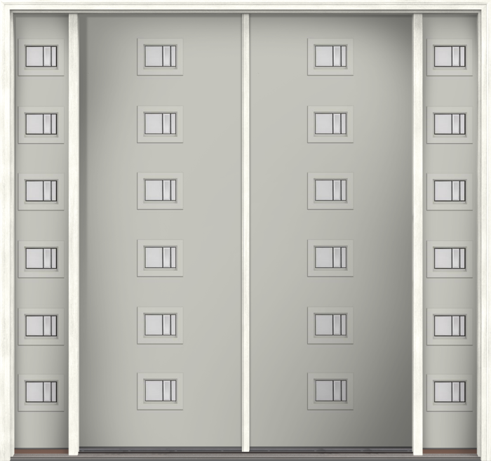 96" Axis Modern Pulse Echo 6-Lite Centered Smooth Fiberglass Double Door, Sidelites