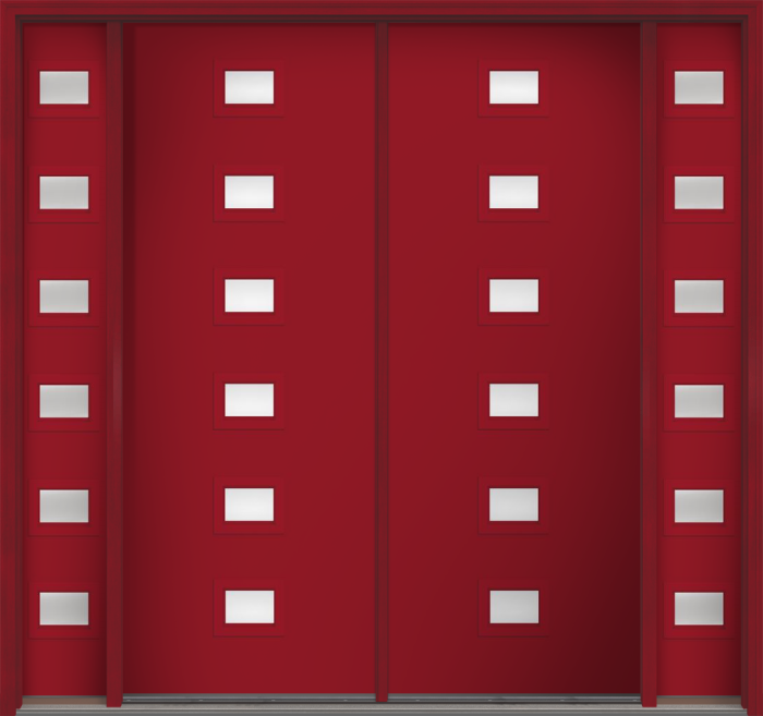 96" Clear Modern Pulse Echo 6-Lite Centered Smooth Fiberglass Double Door, Sidelites