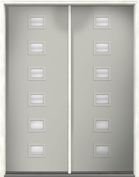 96" Chord Modern Pulse Echo 6-Lite Centered Smooth Fiberglass Double Door