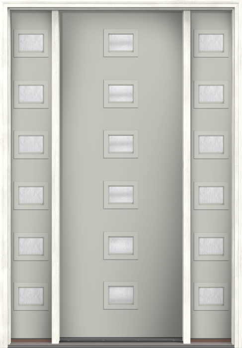 96" Chord Modern Pulse Echo 6-Lite Centered Smooth Fiberglass Single Door, Sidelites