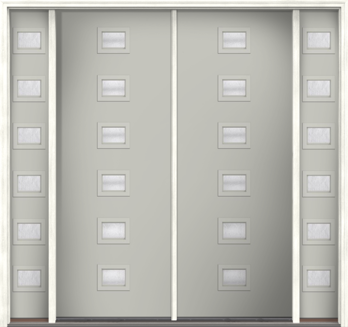 96" Chord Modern Pulse Echo 6-Lite Centered Smooth Fiberglass Double Door, Sidelites