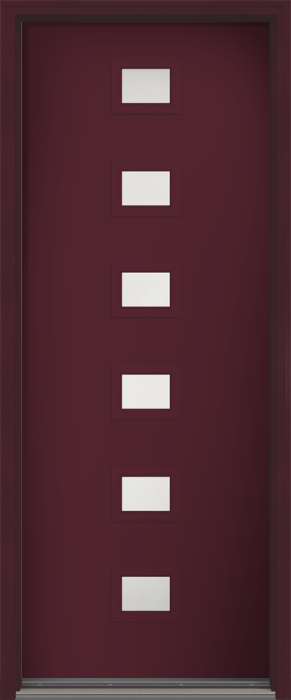 96" Satin Etch Modern Pulse Echo 6-Lite Centered Smooth Fiberglass Single Door