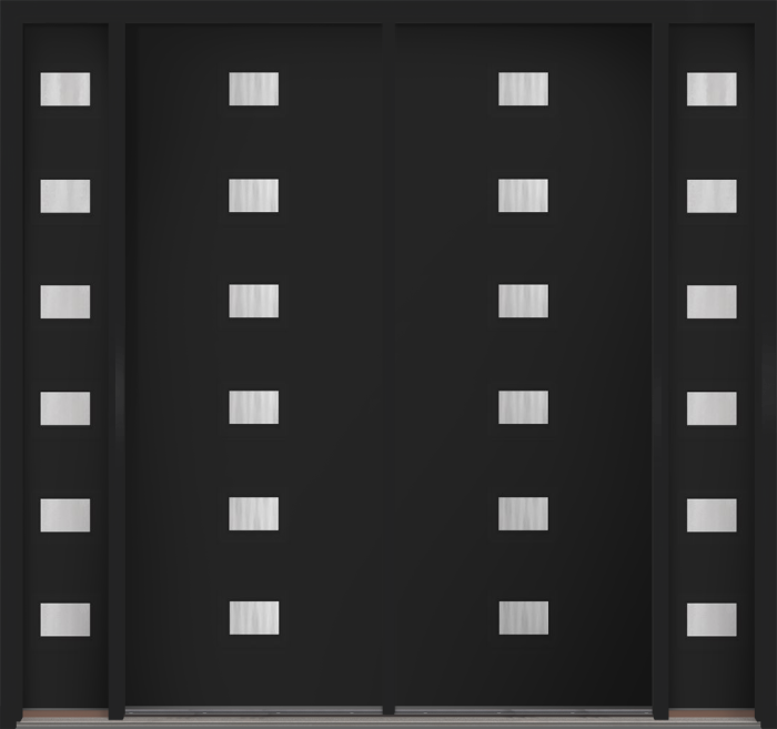 96" Chinchilla Modern Pulse Echo 6-Lite Centered Smooth Fiberglass Double Door, Sidelites