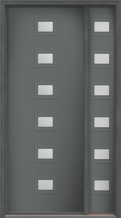96" Granite Modern Pulse Echo 6-Lite Centered Smooth Fiberglass Single Door, Sidelite
