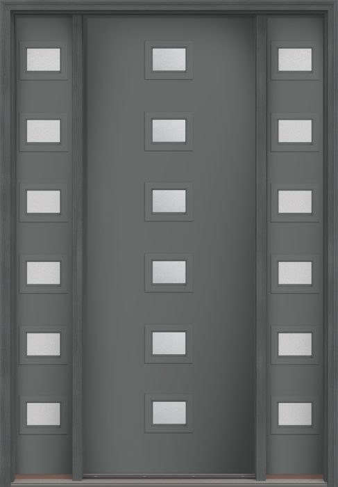 96" Granite Modern Pulse Echo 6-Lite Centered Smooth Fiberglass Single Door, Sidelites