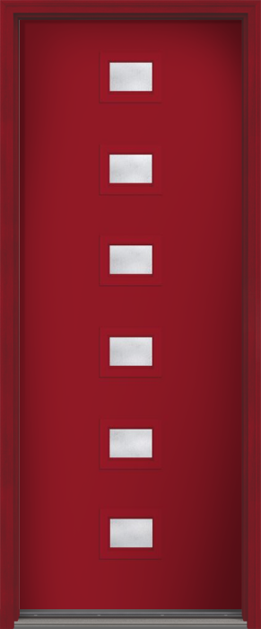 96" Rainglass Modern Pulse Echo 6-Lite Centered Smooth Fiberglass Single Door