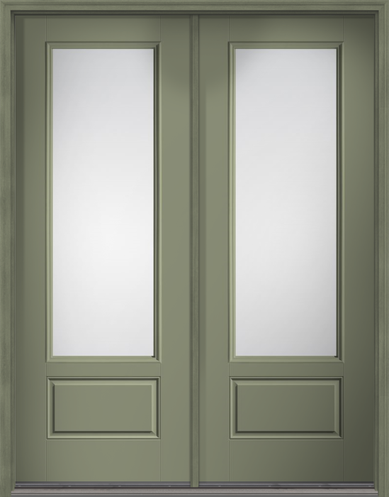 96" Clear 3/4 Lite 1 Panel Smooth Fiberglass Double Door