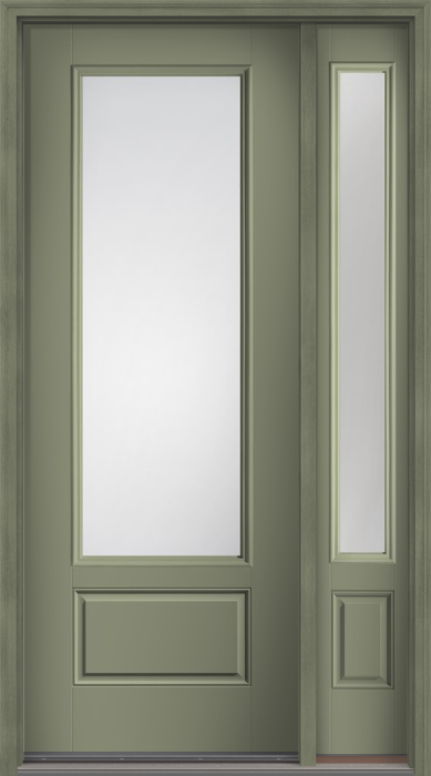 96" Low-E 3/4 Lite 1 Panel Smooth Fiberglass Single Door, Sidelite