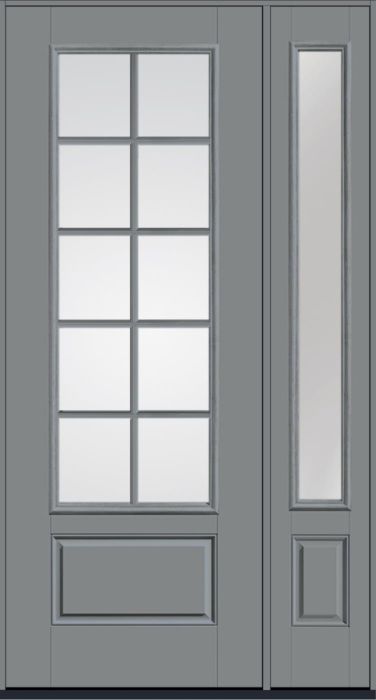 96" Clear Colonial 10 Lite SDL Smooth 3/4 Lite 1 Panel Fiberglass Single Door, Sidelite