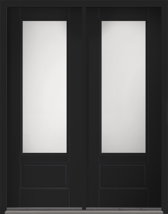 96" Satin Etch 3/4 Lite 1 Panel Smooth Fiberglass Double Door