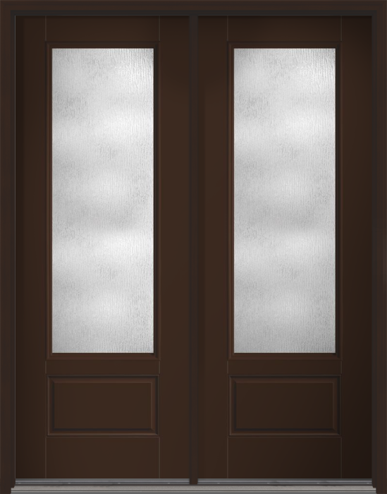 96" Rainglass 3/4 Lite 1 Panel Smooth Fiberglass Double Door