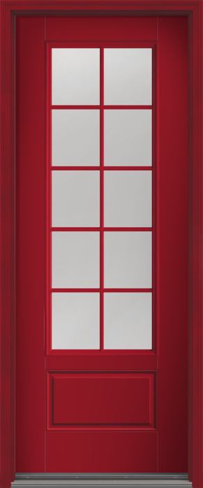 96" Clear Colonial 10 Lite Fixed Grilles Smooth 3/4 Lite 1 Panel Fiberglass Single Door