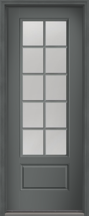 96" Clear Colonial 10 Lite SDL Smooth 3/4 Lite 1 Panel Fiberglass Single Door