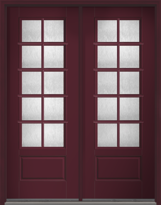 96" Chord Colonial 10 Lite SDL Smooth 3/4 Lite 1 Panel Fiberglass Double Door