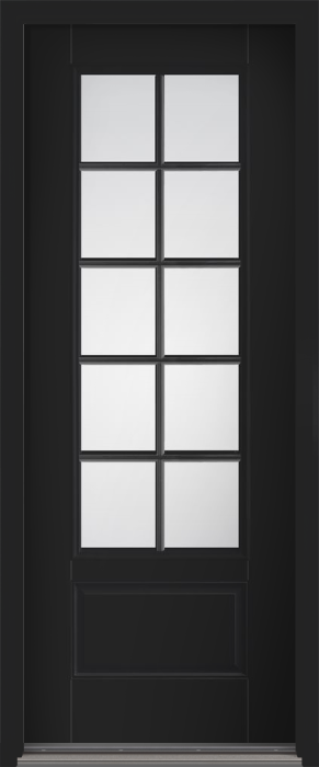96" Satin Etch Colonial 10 Lite SDL Smooth 3/4 Lite 1 Panel Fiberglass Single Door