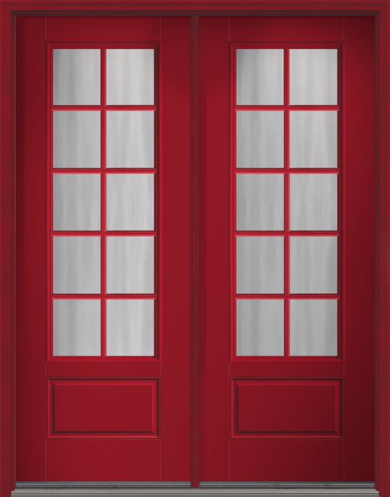 96" Chinchilla Colonial 10 Lite SDL Smooth 3/4 Lite 1 Panel Fiberglass Double Door