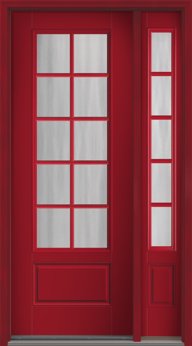 96" Chinchilla Colonial 10 Lite SDL Smooth 3/4 Lite 1 Panel Fiberglass Single Door, Sidelite