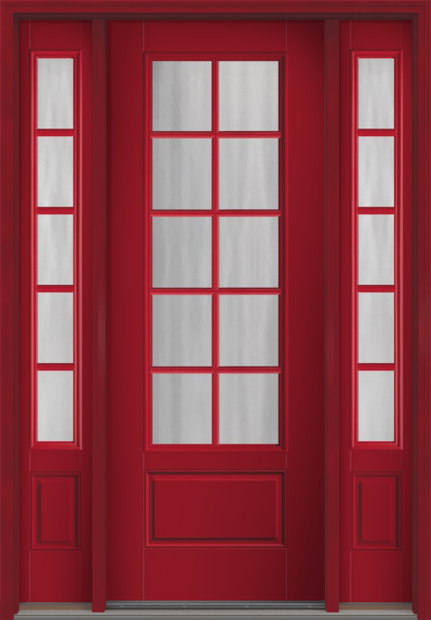 96" Chinchilla Colonial 10 Lite SDL Smooth 3/4 Lite 1 Panel Fiberglass Single Door, Sidelites