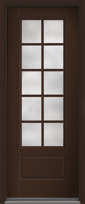 96" Rainglass Colonial 10 Lite SDL Smooth 3/4 Lite 1 Panel Fiberglass Single Door