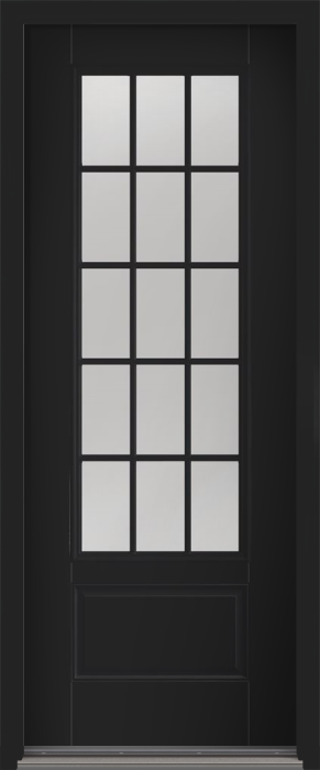 96" Clear Colonial 15 Lite Fixed Grilles Smooth 3/4 Lite 1 Panel Fiberglass Single Door