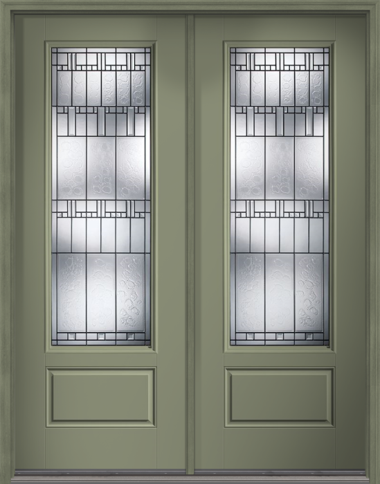 96" Sedona 3/4 Lite 1 Panel Smooth Fiberglass Double Door