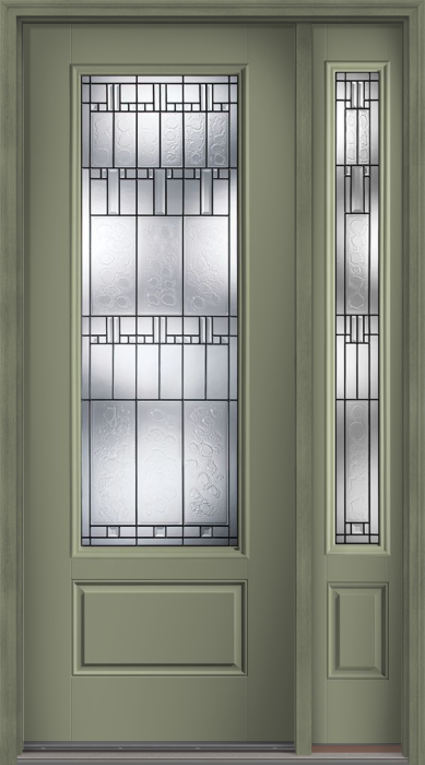96" Sedona 3/4 Lite 1 Panel Smooth Fiberglass Single Door, Sidelite