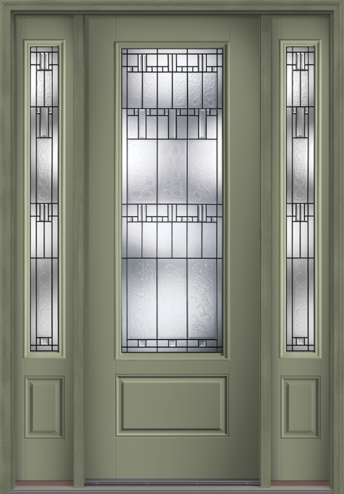 96" Sedona 3/4 Lite 1 Panel Smooth Fiberglass Single Door, Sidelites