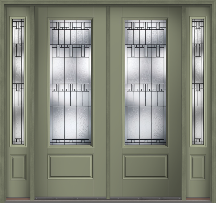 96" Sedona 3/4 Lite 1 Panel Smooth Fiberglass Double Door, Sidelites