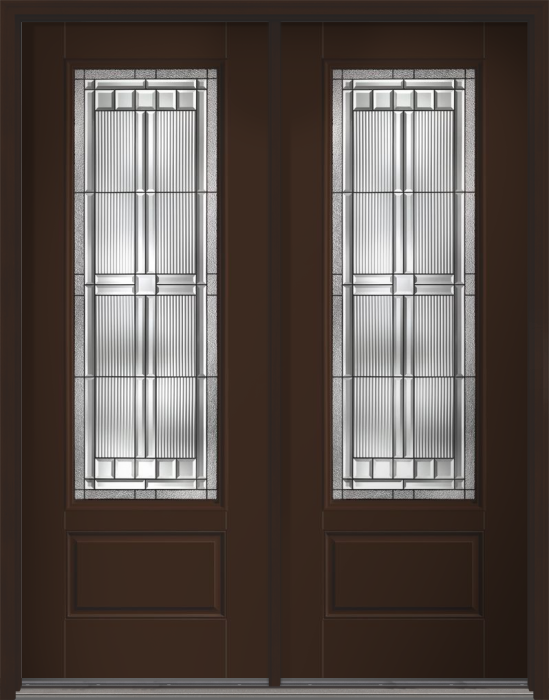 96" Saratoga 3/4 Lite 1 Panel Smooth Fiberglass Double Door