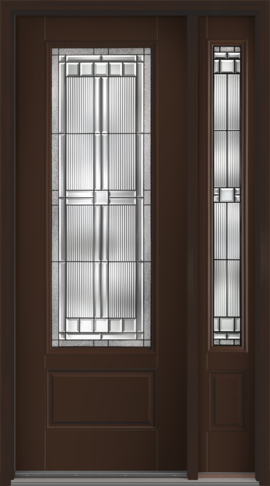 96" Saratoga 3/4 Lite 1 Panel Smooth Fiberglass Single Door, Sidelite