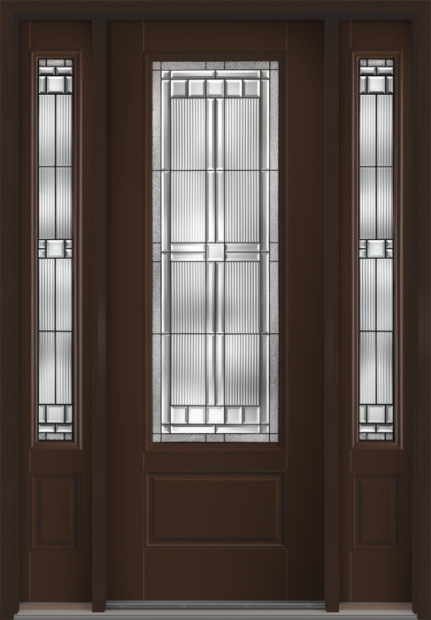 96" Saratoga 3/4 Lite 1 Panel Smooth Fiberglass Single Door, Sidelites