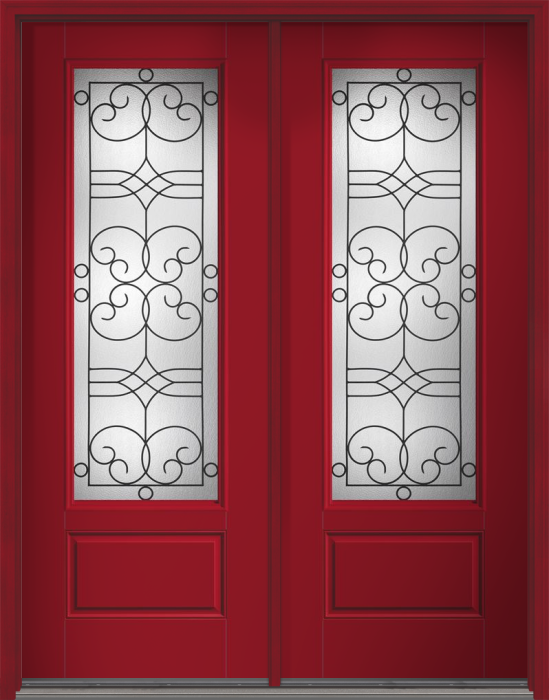 96" Salinas 3/4 Lite 1 Panel Smooth Fiberglass Double Door