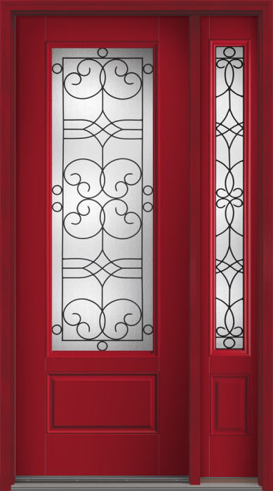 96" Salinas 3/4 Lite 1 Panel Smooth Fiberglass Single Door, Sidelite