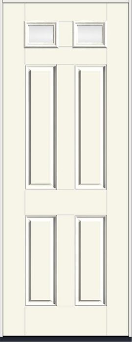 96" Low-E Top View 2 Lite 4 Panel Smooth Fiberglass Single Door