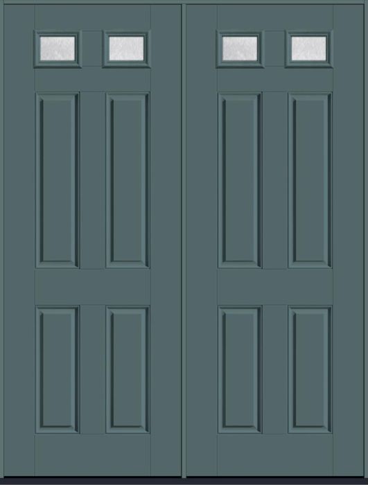 96" Chord Top View 2 Lite 4 Panel Smooth Fiberglass Double Door